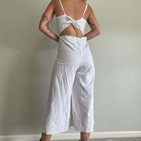 Princess polly linen look spaghetti strap tie back wide leg jumpsuit, size 8 - Picture 5 of 6